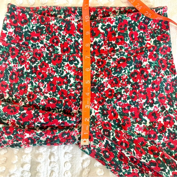 J. Crew Women’s Red and Green Floral Cotton Full Length Leggings Sz M - Picture 8 of 8